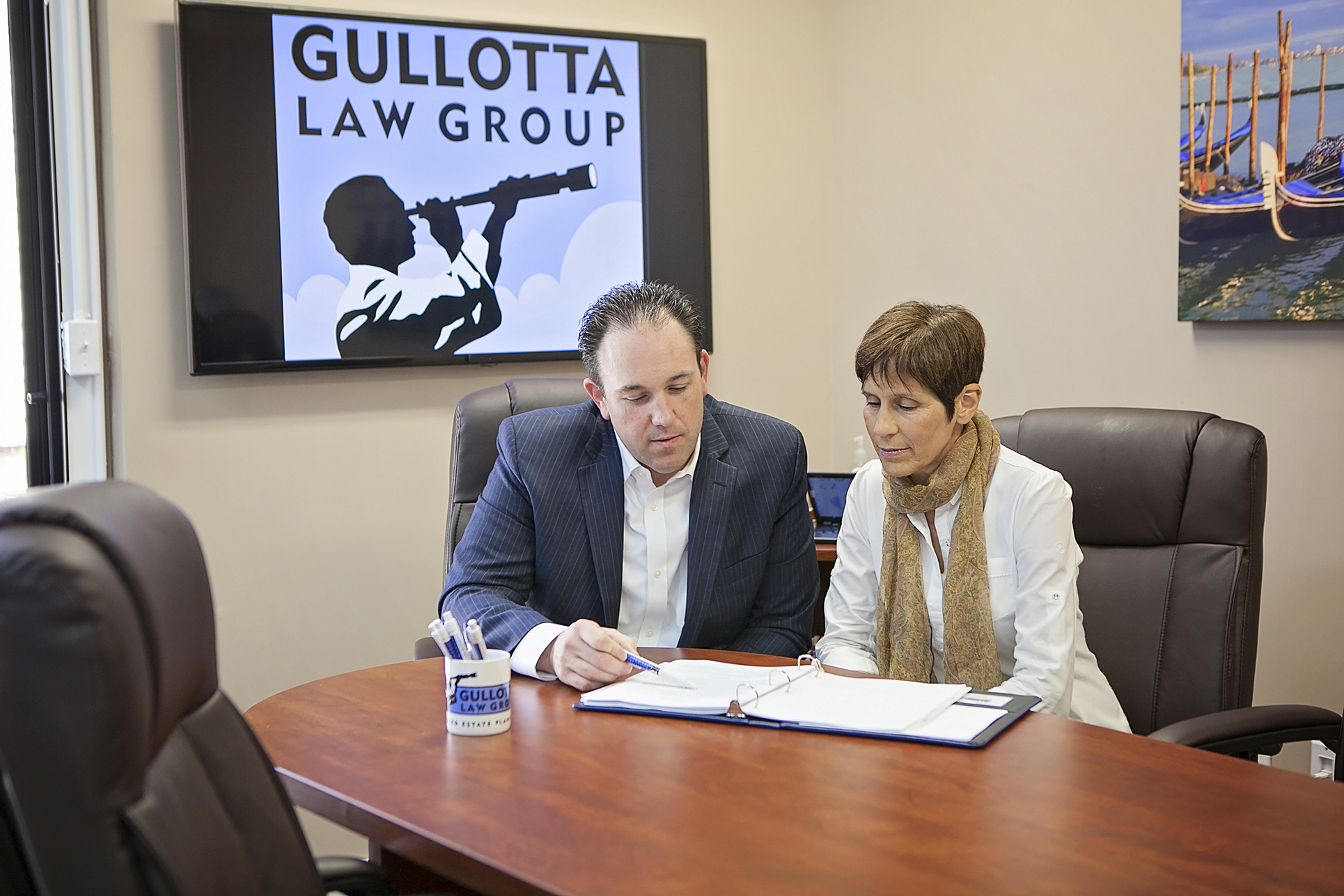 Meeting with a Woman in the Gullotta Law Group Conference Room